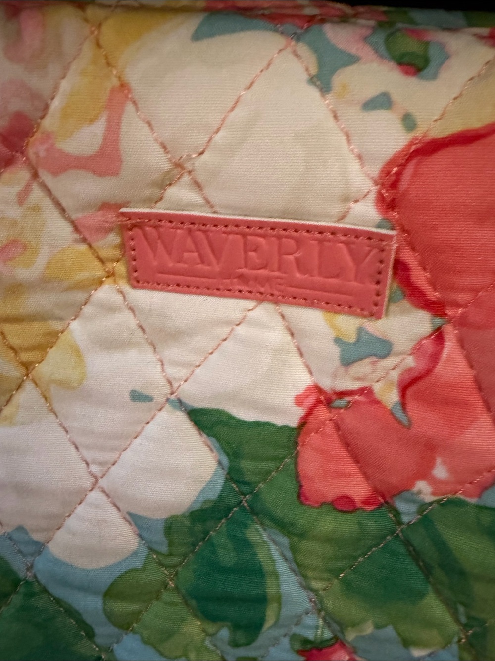 Waverly Floral Quilted Tote in Green, Pink, Yellow - Picture 3 of 5